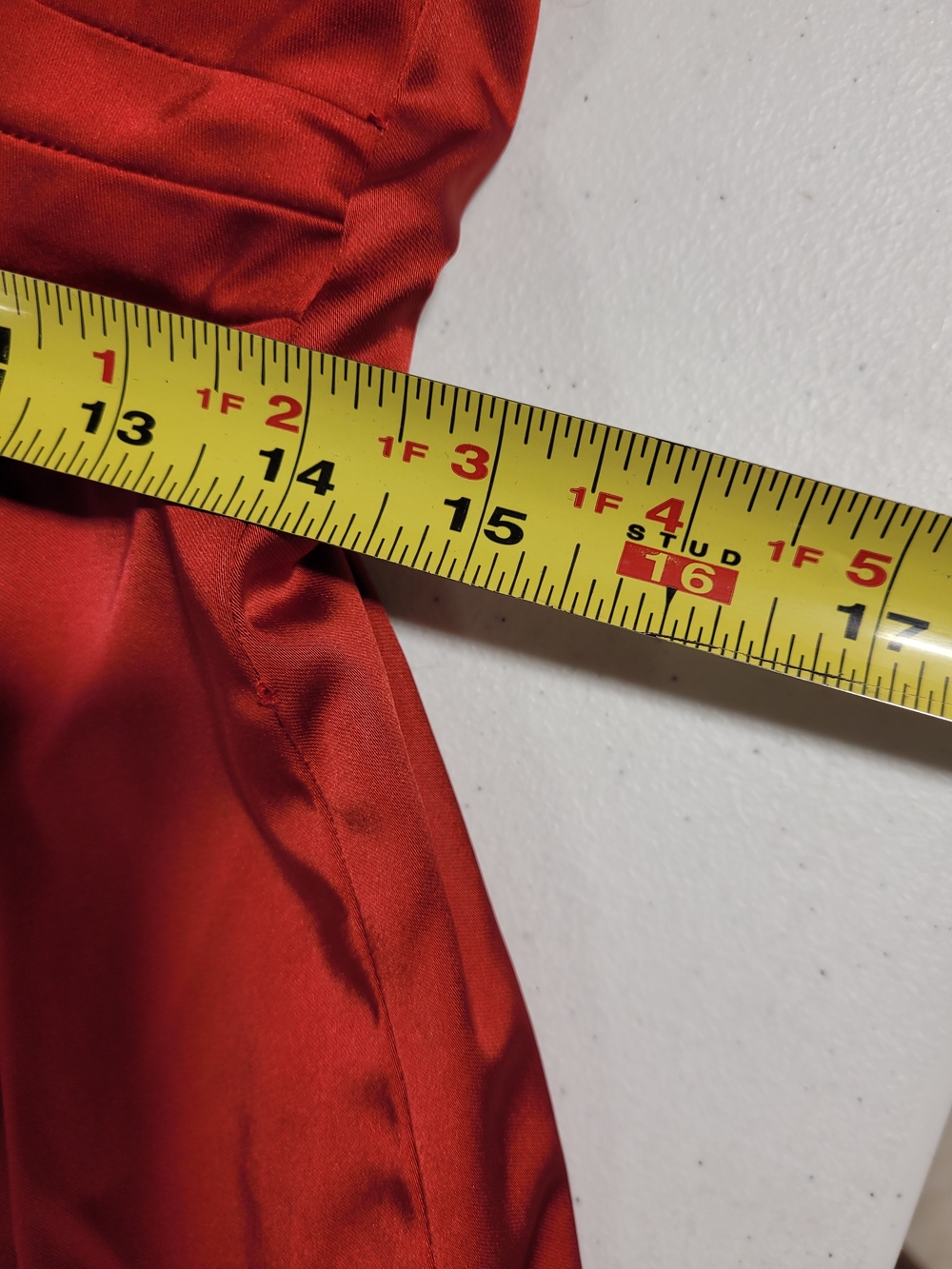 Elegant Red Satin Fit-and-Flare Dress - Picture 3 of 5